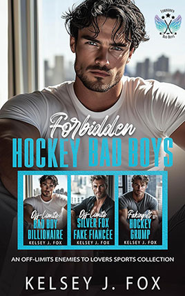 Forbidden Hockey Bad Boys by author Kelsey J. Fox. Book cover.